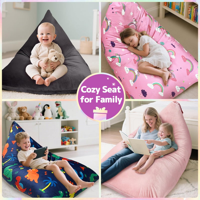 Jorbest Unicorns Stuffed Animal Storage Bean Bag Chair for Kids and Adults  Unicorns Rainbow Bean Bag Stuffed Animal Storage  Luxury Velvet Stuffie Seat - Cover ONLY (200 L/52 Gal  Rainbow) - Image 3